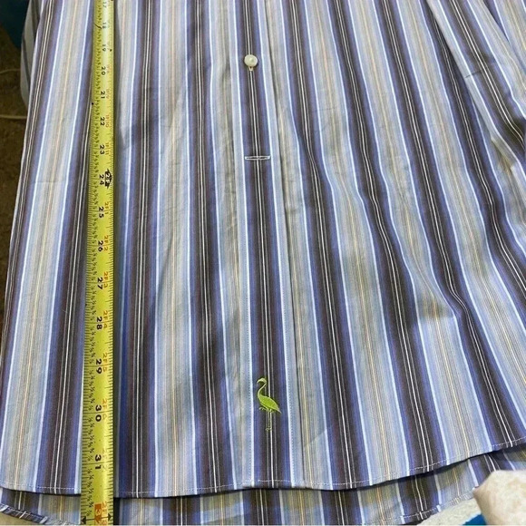 Tailorbyrd‎ Large Blue Brown Striped Long Sleeve Button Up Men's Shirt - Picture 5 of 6